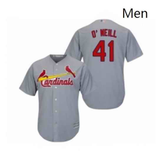 Mens St Louis Cardinals 41 Tyler O Neill Replica Grey Road Cool Base Baseball Jersey